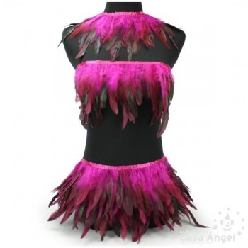 FLECO DE PLUMAS FUCSIA COMBINADAS SERIE PARAÍSO 18cm