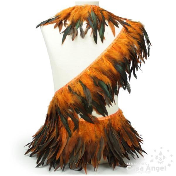 FLECO DE PLUMAS NARANJAS COMBINADAS SERIE PARAÍSO 18cm