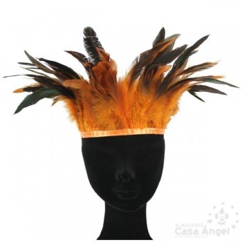 FLECO DE PLUMAS NARANJAS COMBINADAS SERIE PARAÍSO 18cm