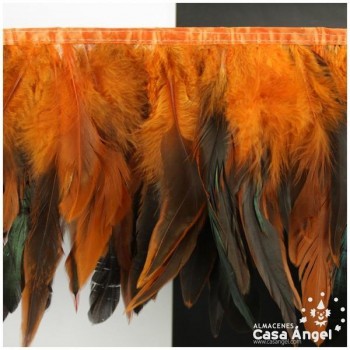 FLECO DE PLUMAS NARANJAS COMBINADAS SERIE PARAÍSO 18cm