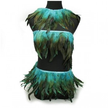 FLECO DE PLUMAS TURQUESA  COMBINADAS SERIE PARAÍSO 18cm