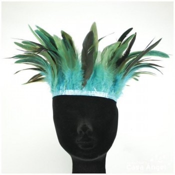FLECO DE PLUMAS TURQUESA  COMBINADAS SERIE PARAÍSO 18cm
