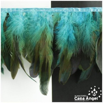 FLECO DE PLUMAS TURQUESA  COMBINADAS SERIE PARAÍSO 18cm