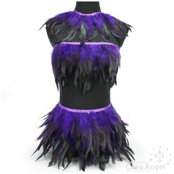 FLECO DE PLUMAS MORADO COMBINADAS SERIE PARAÍSO 18cm