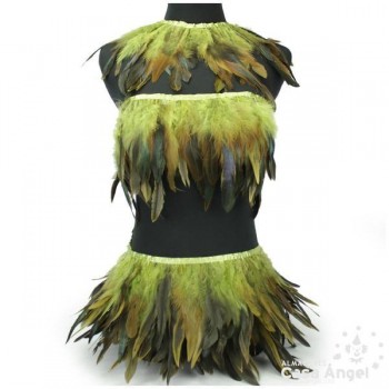 FLECO DE PLUMAS VERDES COMBINADAS SERIE PARAÍSO 18cm