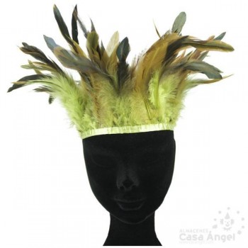 FLECO DE PLUMAS VERDES COMBINADAS SERIE PARAÍSO 18cm