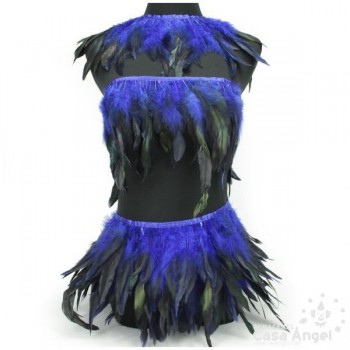 FLECO DE PLUMAS AZULES COMBINADAS SERIE PARAÍSO 18cm