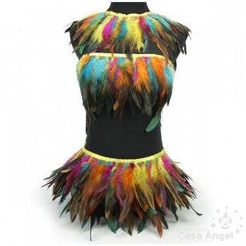FLECO DE PLUMAS MULTICOLOR COMBINADAS SERIE PARAÍSO 18cm