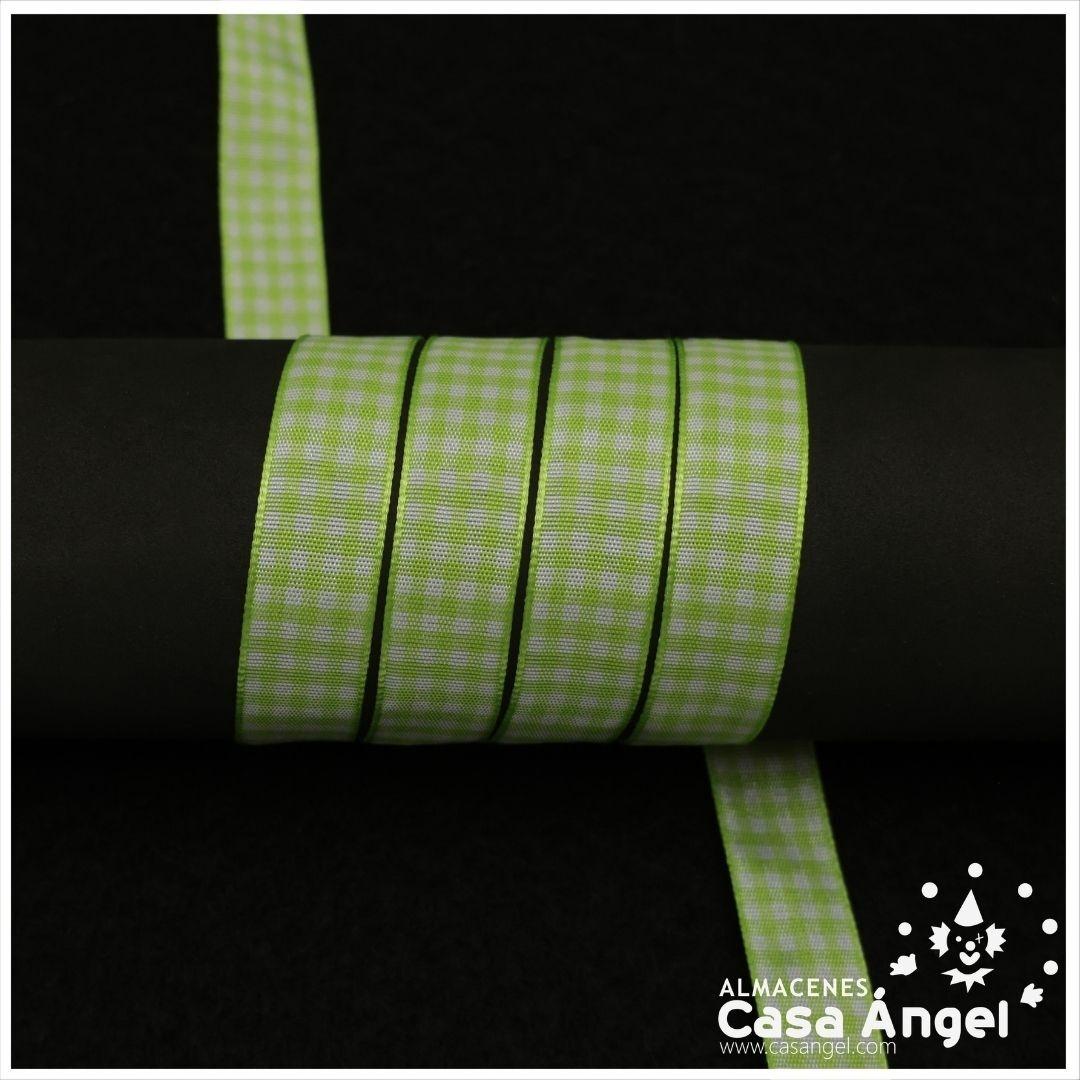 CINTA VICHY COLOR PISTACHO Y BLANCO 16mm