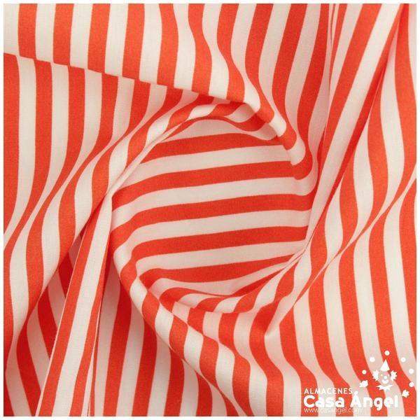 TELA RAYAS ALGODÓN NARANJA 150cm