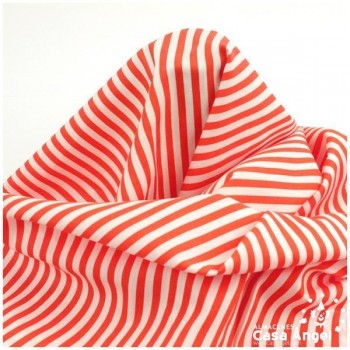 TELA RAYAS ALGODÓN NARANJA 150cm