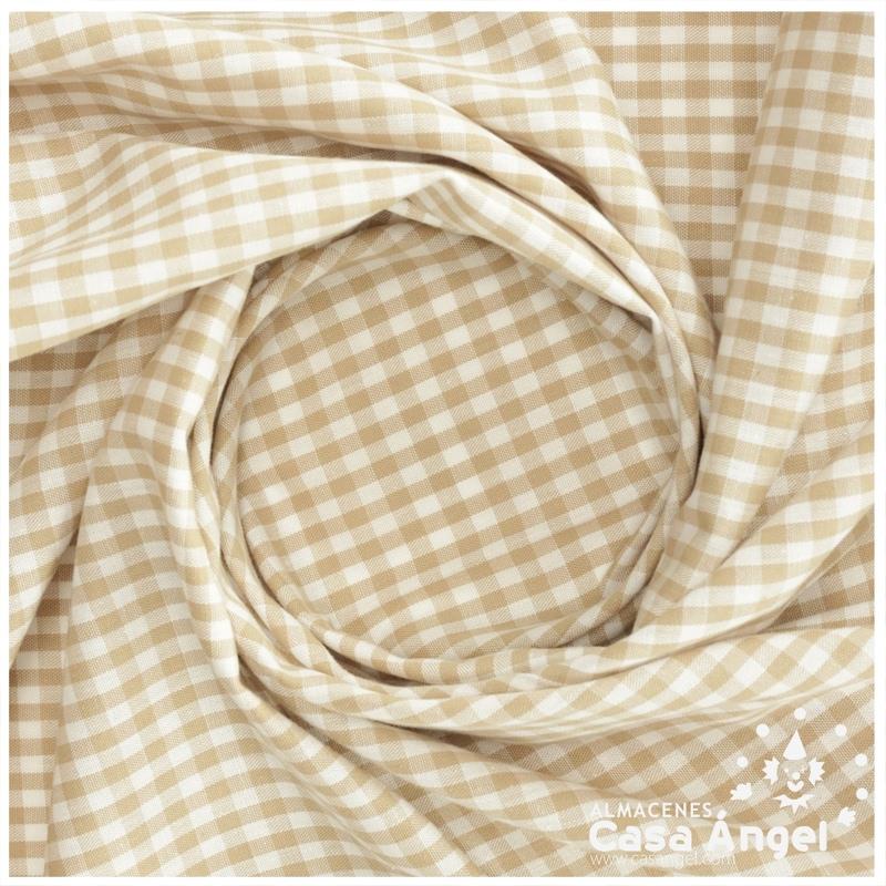 TELA DE ALGODÓN VICHY A CUADROS CAMEL SERIE GUINGA I 140cm