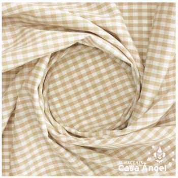 TELA DE ALGODÓN VICHY A CUADROS CAMEL SERIE GUINGA I 140cm