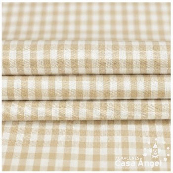 TELA DE ALGODÓN VICHY A CUADROS CAMEL SERIE GUINGA I 140cm