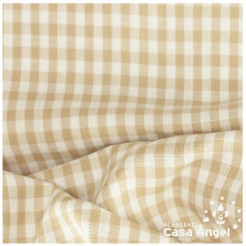 TELA DE ALGODÓN VICHY A CUADROS CAMEL SERIE GUINGA I 140cm