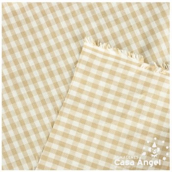 TELA DE ALGODÓN VICHY A CUADROS CAMEL SERIE GUINGA I 140cm