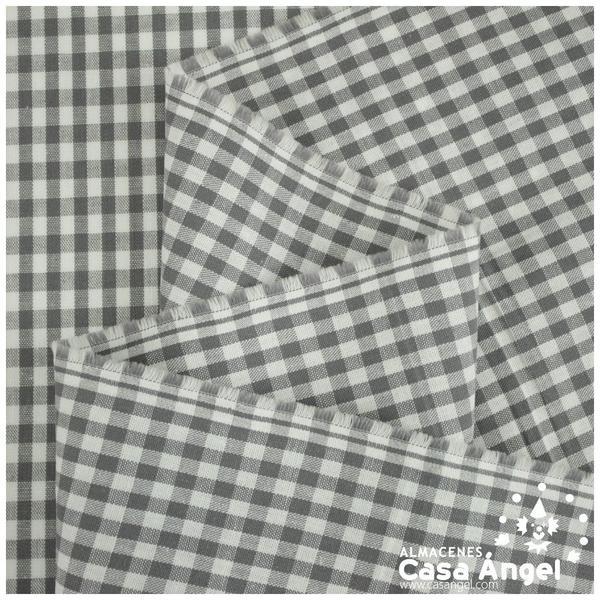 TELA DE ALGODÓN VICHY A CUADROS GRIS SERIE GUINGA I 140cm