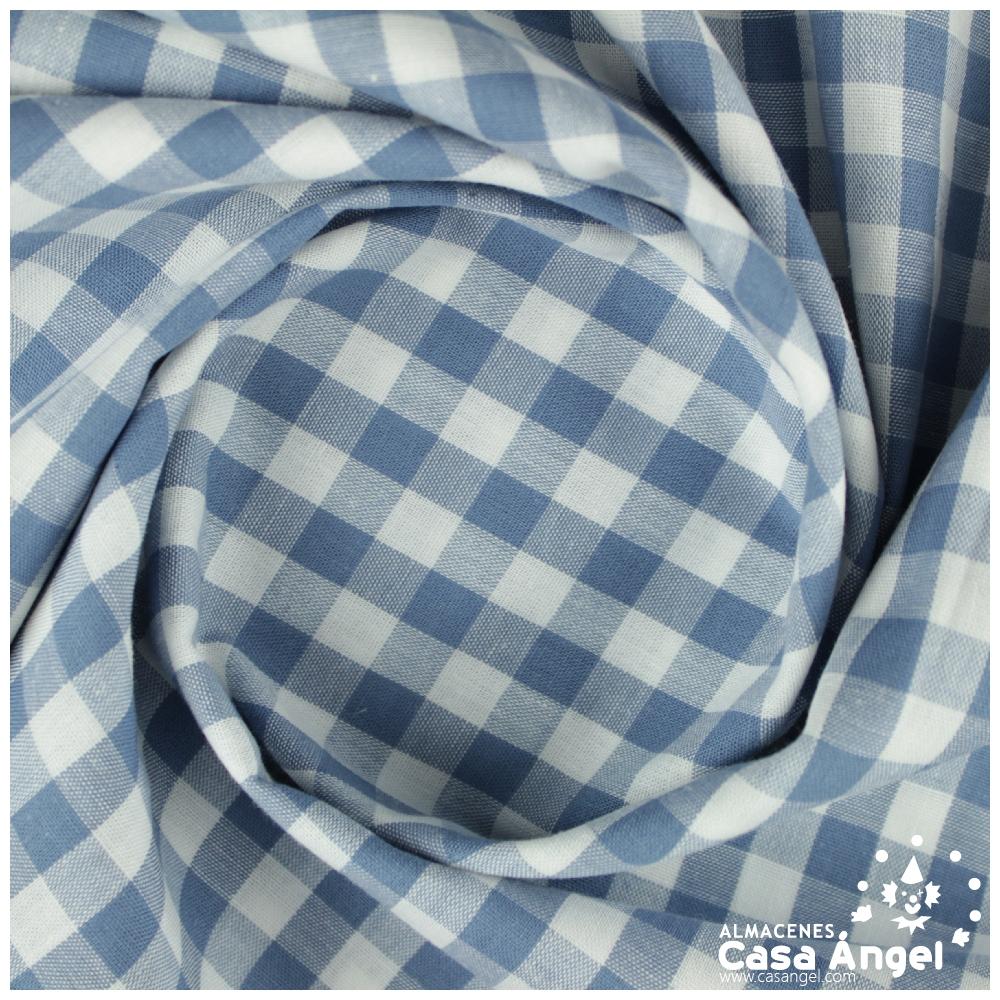 TELA DE ALGODÓN VICHY A CUADROS CELESTE SERIE GUINGA II 140cm