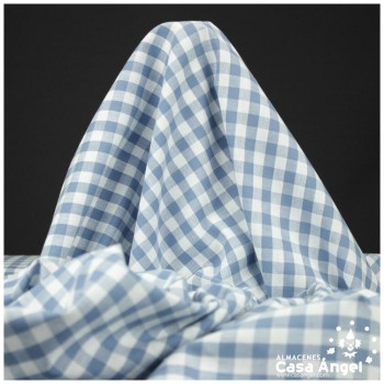 TELA DE ALGODÓN VICHY A CUADROS CELESTE SERIE GUINGA II 140cm