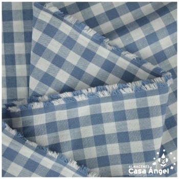 TELA DE ALGODÓN VICHY A CUADROS CELESTE SERIE GUINGA II 140cm
