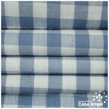 TELA DE ALGODÓN VICHY A CUADROS CELESTE SERIE GUINGA II 140cm
