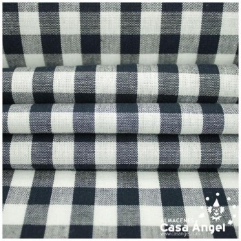 TELA DE ALGODÓN VICHY A CUADROS AZUL MARINO SERIE GUINGA II 140cm