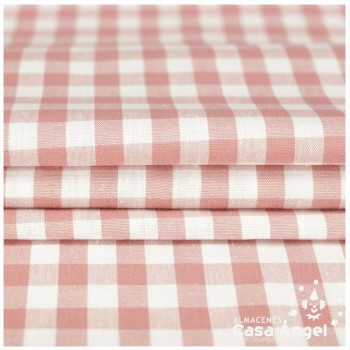 TELA DE ALGODÓN VICHY A CUADROS ROSA SERIE GUINGA II 140cm