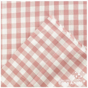 TELA DE ALGODÓN VICHY A CUADROS ROSA SERIE GUINGA II 140cm