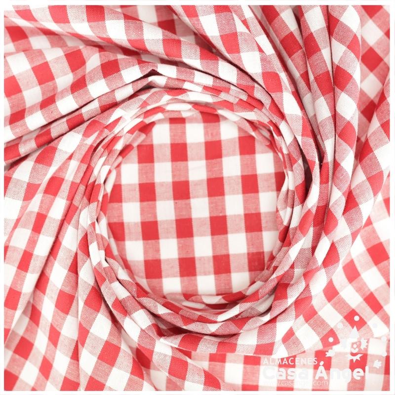 TELA DE ALGODÓN VICHY A CUADROS ROJO SERIE GUINGA II 140cm