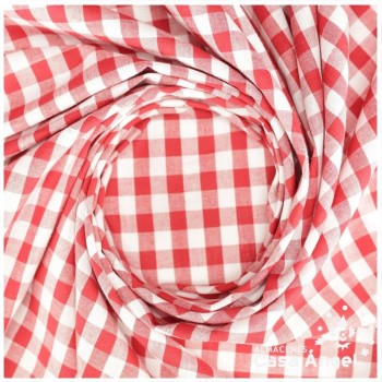 TELA DE ALGODÓN VICHY A CUADROS ROJO SERIE GUINGA II 140cm