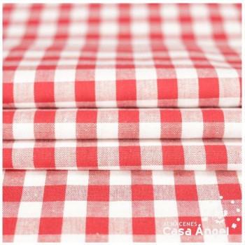 TELA DE ALGODÓN VICHY A CUADROS ROJO SERIE GUINGA II 140cm