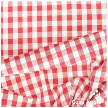 TELA DE ALGODÓN VICHY A CUADROS ROJO SERIE GUINGA II 140cm