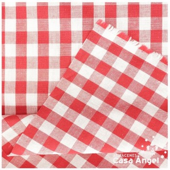 TELA DE ALGODÓN VICHY A CUADROS ROJO SERIE GUINGA II 140cm