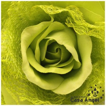 ROSA ARTIFICIAL CON RED DE BLONDA Y TALLO FORRADO