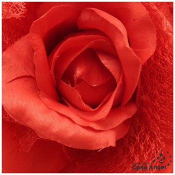 ROSA ARTIFICIAL CON RED DE BLONDA Y TALLO FORRADO
