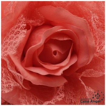 ROSA ARTIFICIAL CON RED DE BLONDA Y TALLO FORRADO