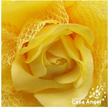 ROSA ARTIFICIAL CON RED DE BLONDA Y TALLO FORRADO