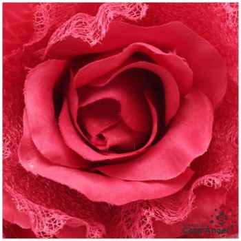 ROSA ARTIFICIAL CON RED DE BLONDA Y TALLO FORRADO