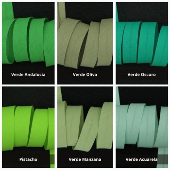 CINTA BIÉS ALGODÓN TONOS VERDES 18mm