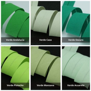CINTA BIÉS ALGODÓN EN TONOS VERDES 30mm