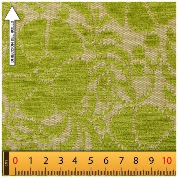 CHENILLA JACQUARD DE FLORES VERDE PISTACHO SERIE WILLIAMS 280cm