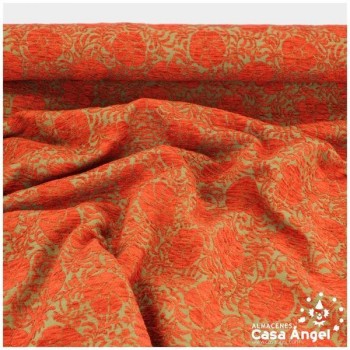 CHENILLA JACQUARD DE FLORES NARANJAS SERIE WILLIAMS 280cm