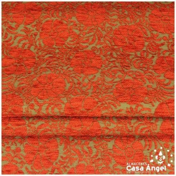 CHENILLA JACQUARD DE FLORES NARANJAS SERIE WILLIAMS 280cm