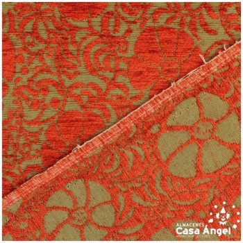 CHENILLA JACQUARD DE FLORES NARANJAS SERIE WILLIAMS 280cm