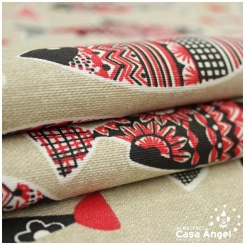 LONETA ESTAMPADA SERIE PISCIS ROJO 280cm