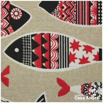 LONETA ESTAMPADA SERIE PISCIS ROJO 280cm