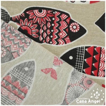 LONETA ESTAMPADA SERIE PISCIS ROJO 280cm