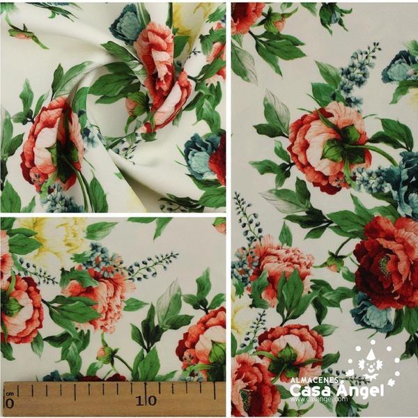 NEOPRENO ESTAMPADO RAMILLETE CRUDO ANCHO 150cm