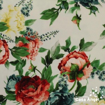 NEOPRENO ESTAMPADO RAMILLETE CRUDO ANCHO 150cm