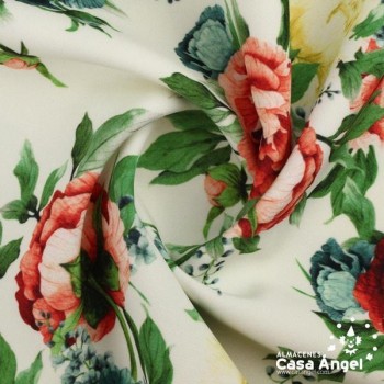 NEOPRENO ESTAMPADO RAMILLETE CRUDO ANCHO 150cm